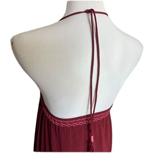 Womens Express Petite Contrast Embroidered Trim Halter Maxi Dress - Sz XS - Picture 4 of 5